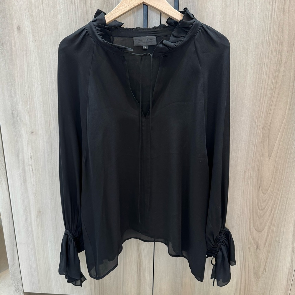 Nili Lotan Elegant Long Sleeve Pure Silk Blouse